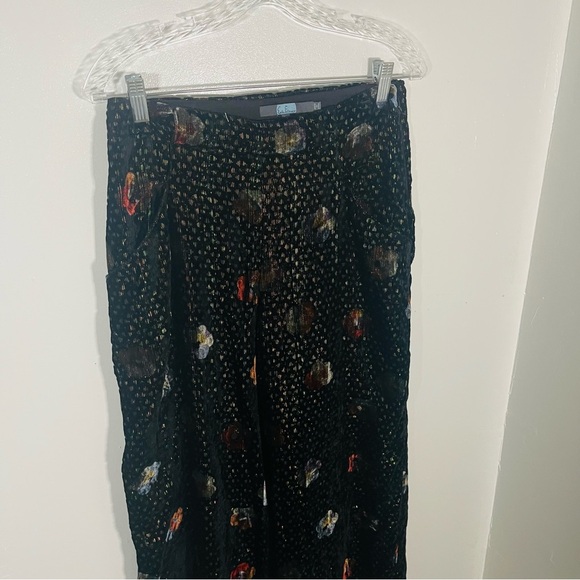 Anthropologie Eva Franco Hepburn Pant Black/Multi Metallic Wide-Leg Size 4 - Picture 8 of 8